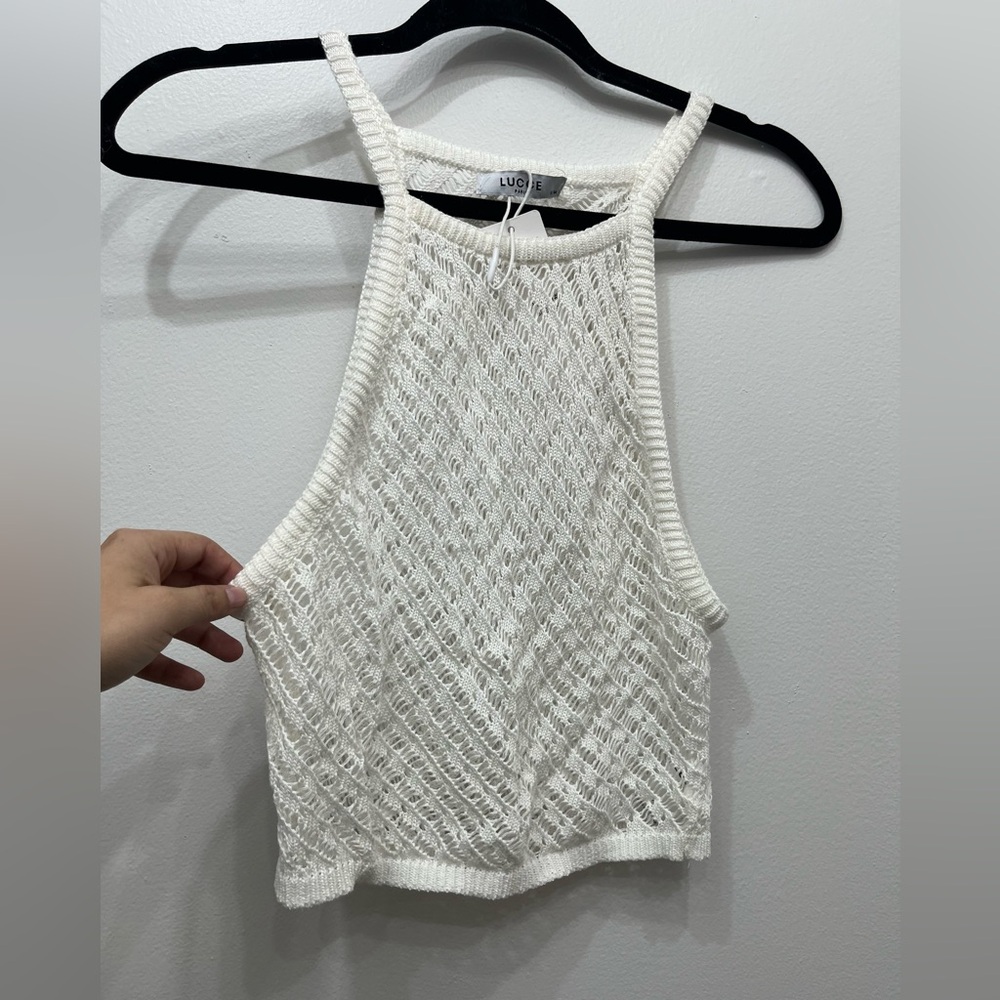 Boutique Brand White Crochet Tank Top Sz S/M